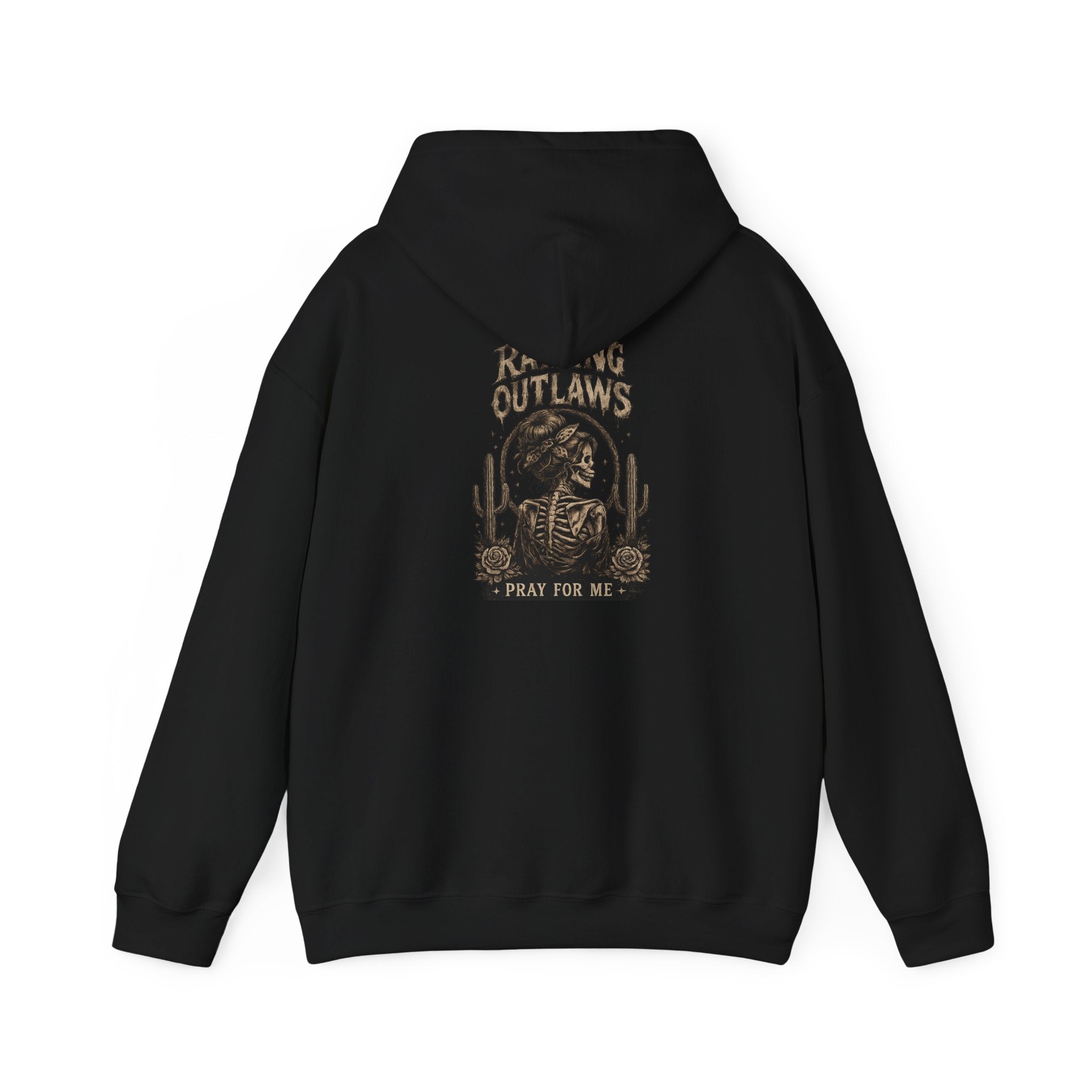 Outlaw Rodeo Hoodie — 'Pray For Me' Cowboy Skull Western Sweatshirt