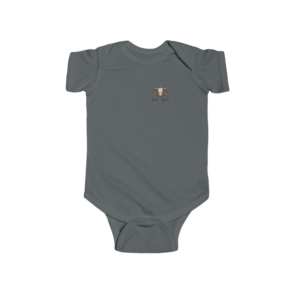 Infant Bodysuit — 'Lil' Outlaw' Skull & Wings Baby Onesie (Rust & Raven)