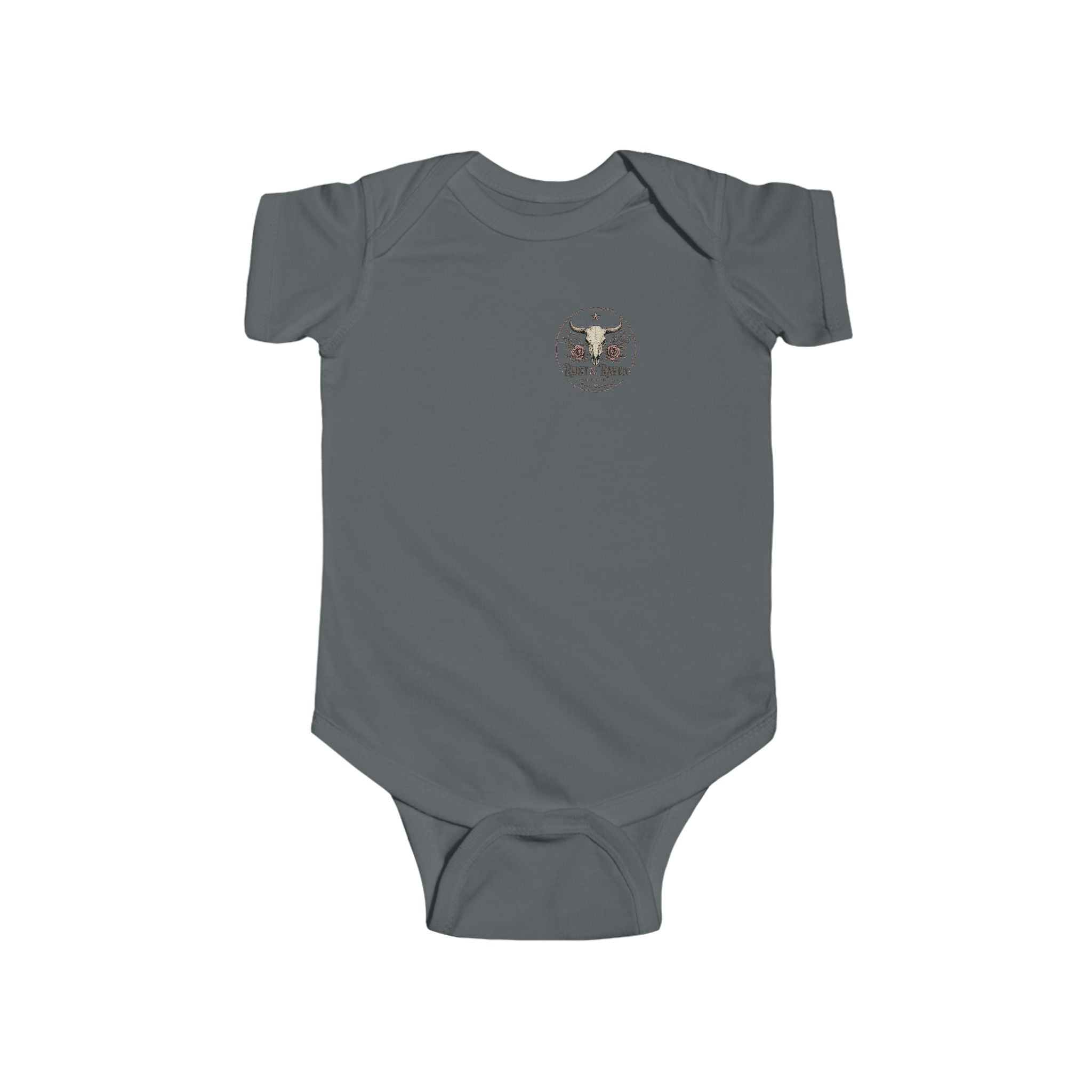 Infant Bodysuit — 'Lil' Outlaw' Skull & Wings Baby Onesie (Rust & Raven)