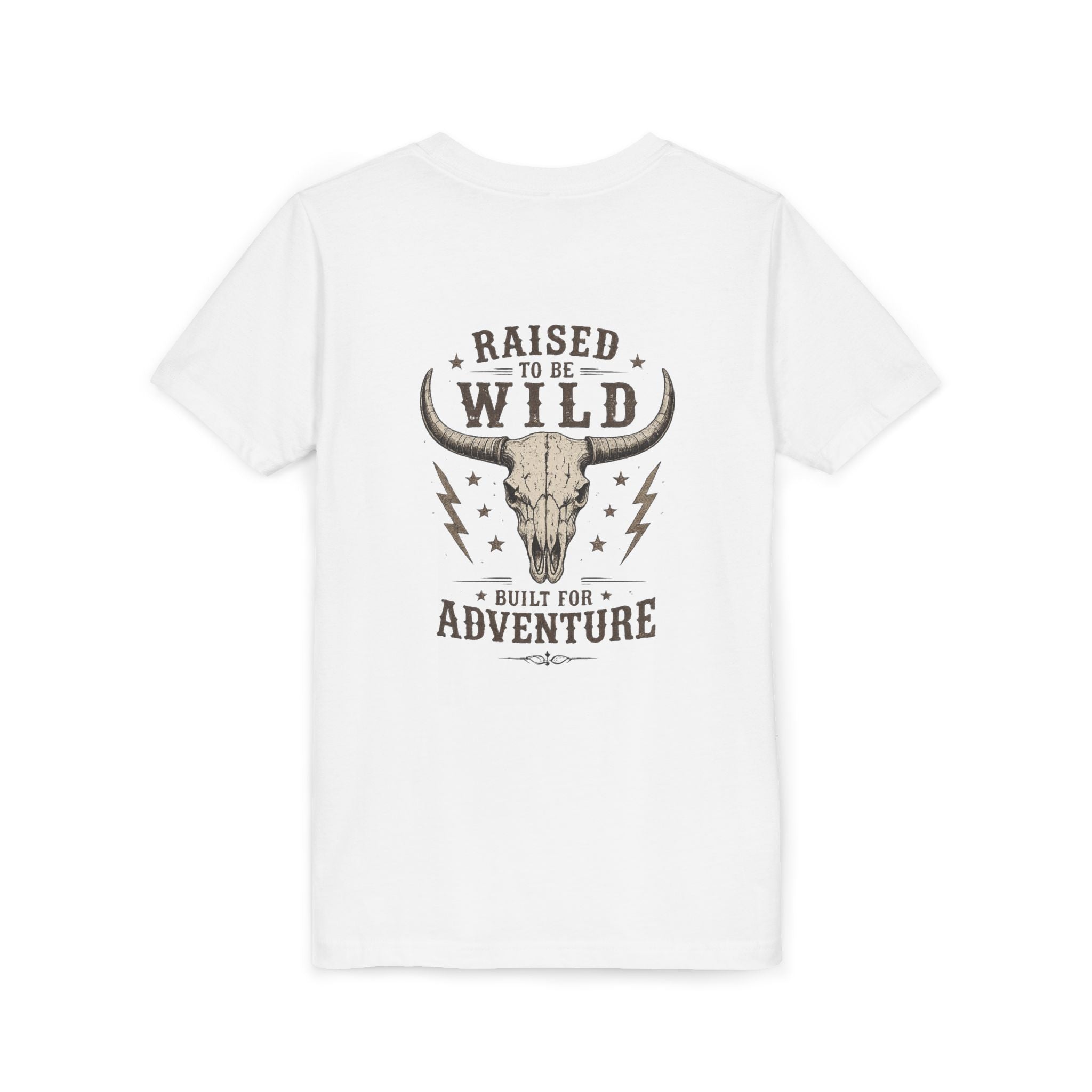 Youth Tee - "Raised to Be Wild" Skull & Horns Adventure Graphic