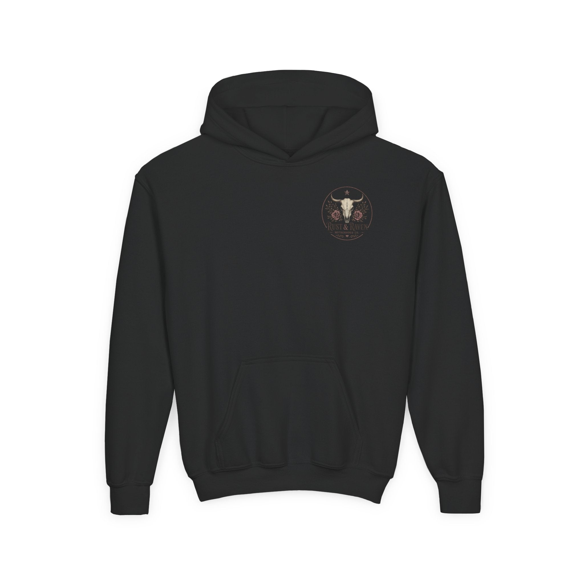 Youth Hoodie — Little Rebel Wild & Free Skull Cowboy Graphic