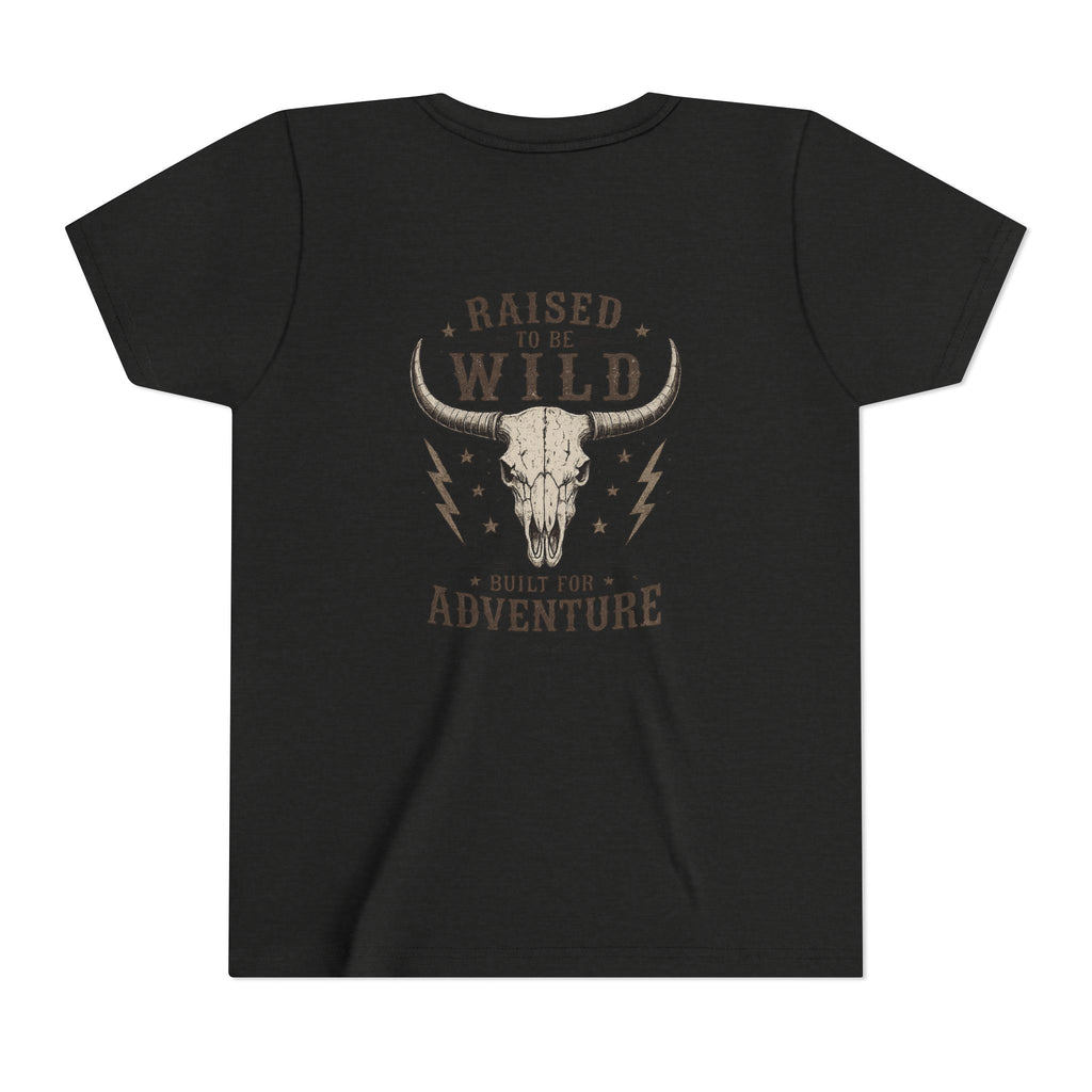 Youth Tee - "Raised to Be Wild" Skull & Horns Adventure Graphic