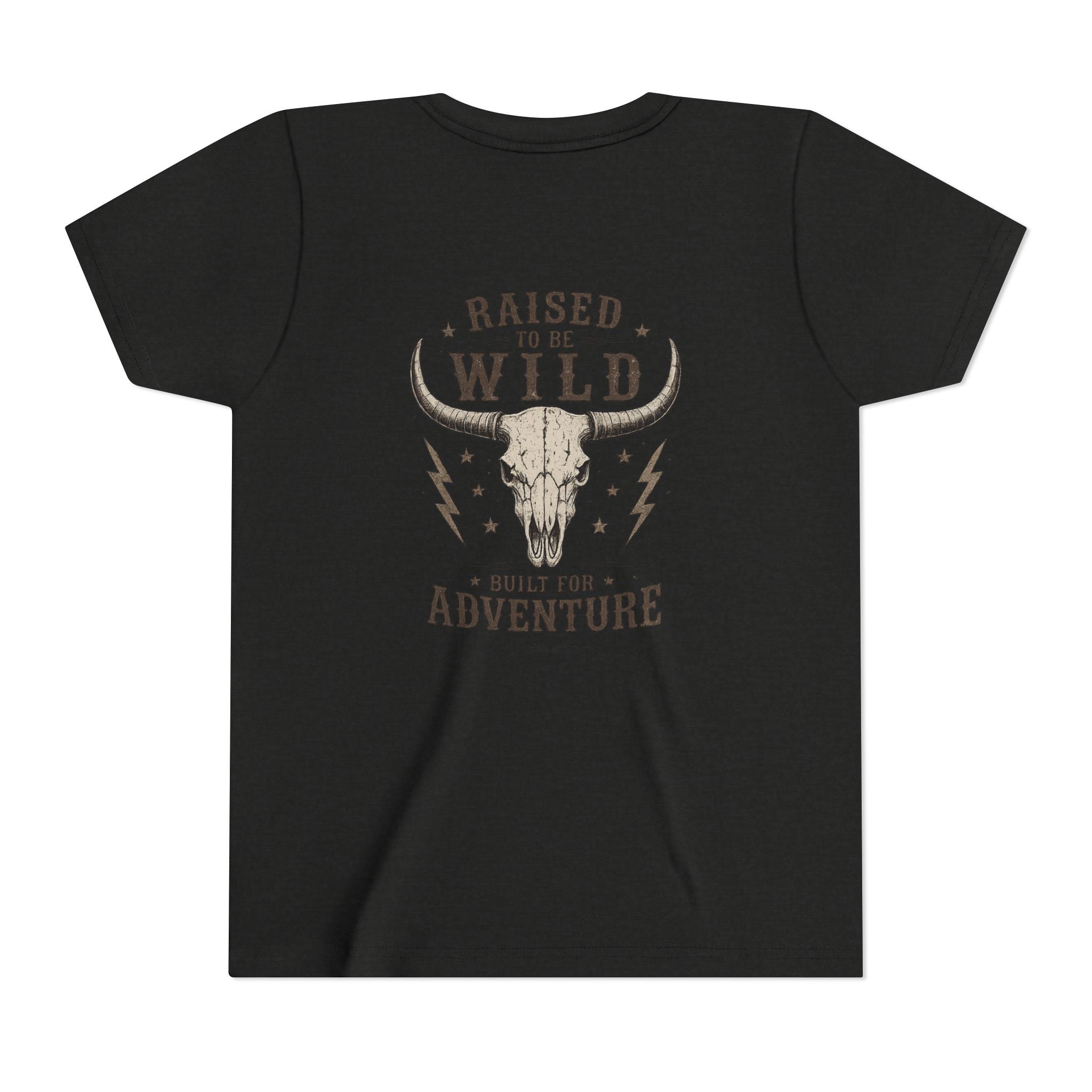 Youth Tee - "Raised to Be Wild" Skull & Horns Adventure Graphic