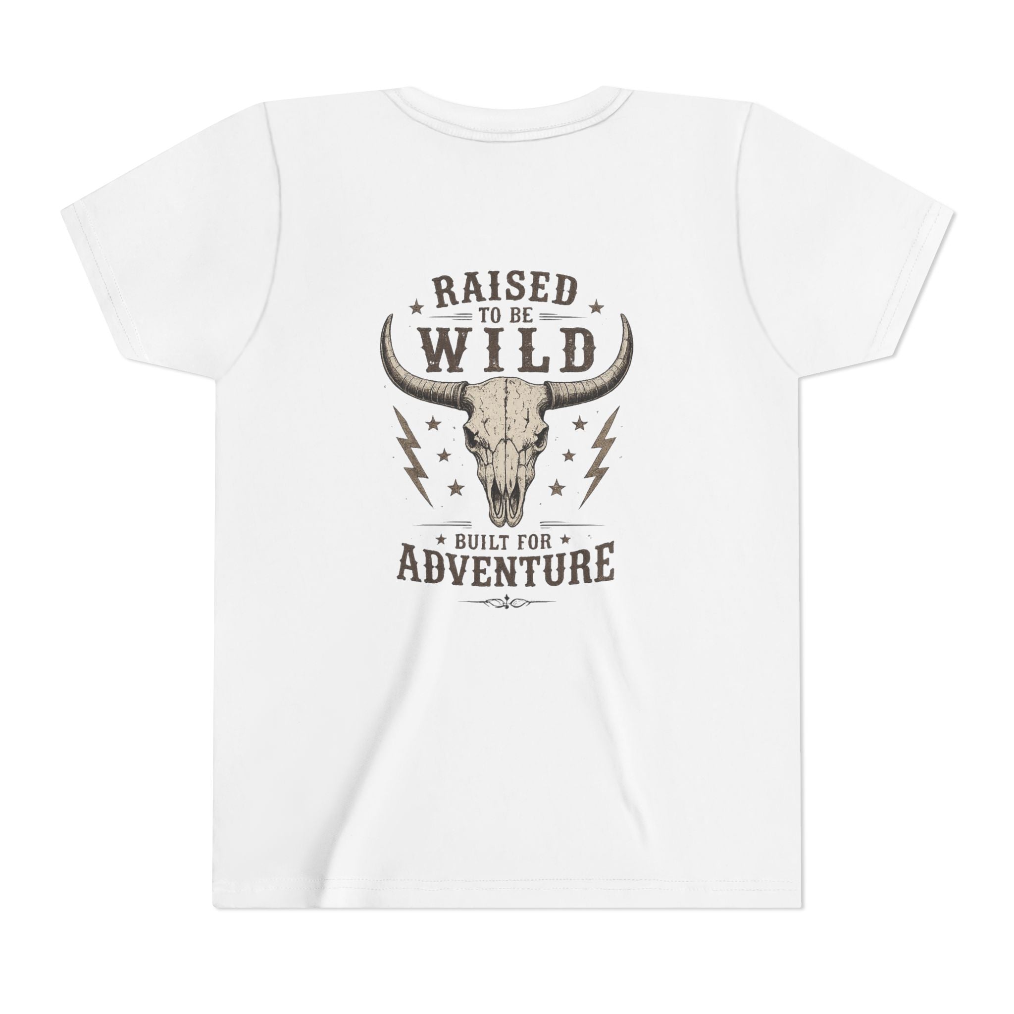 Youth Tee - "Raised to Be Wild" Skull & Horns Adventure Graphic