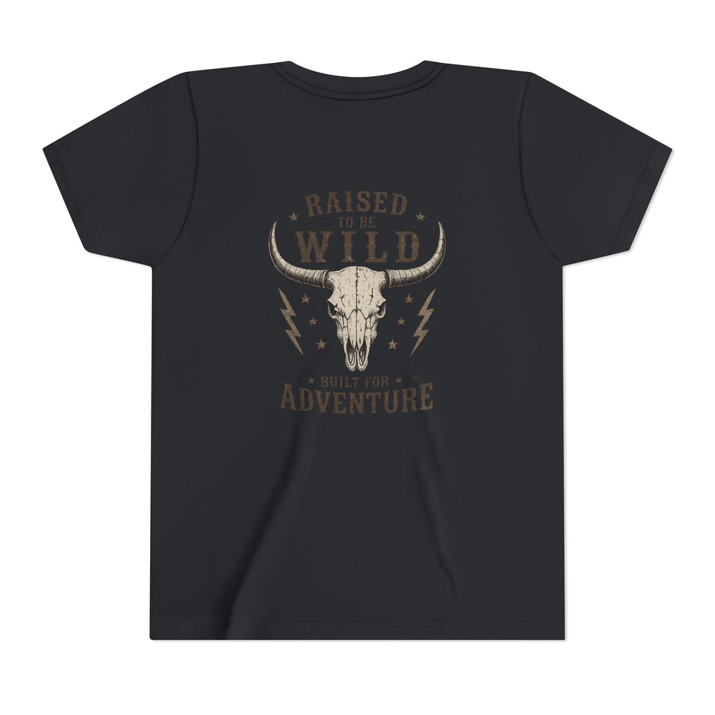 Youth Tee - "Raised to Be Wild" Skull & Horns Adventure Graphic