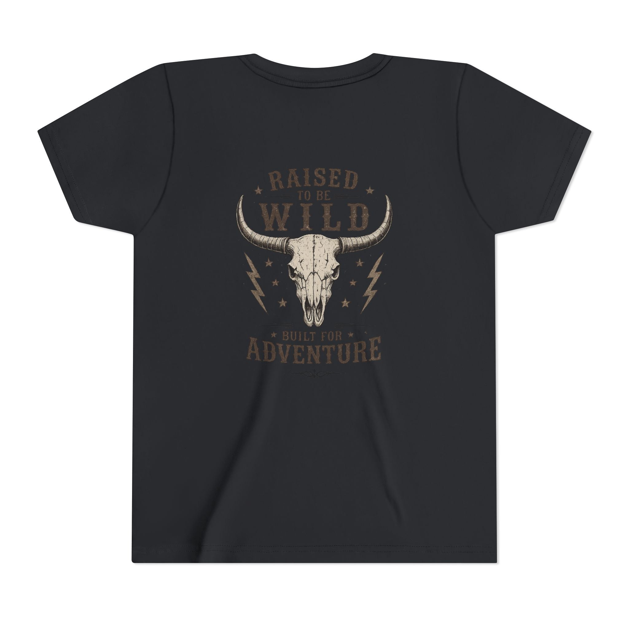 Youth Tee - "Raised to Be Wild" Skull & Horns Adventure Graphic