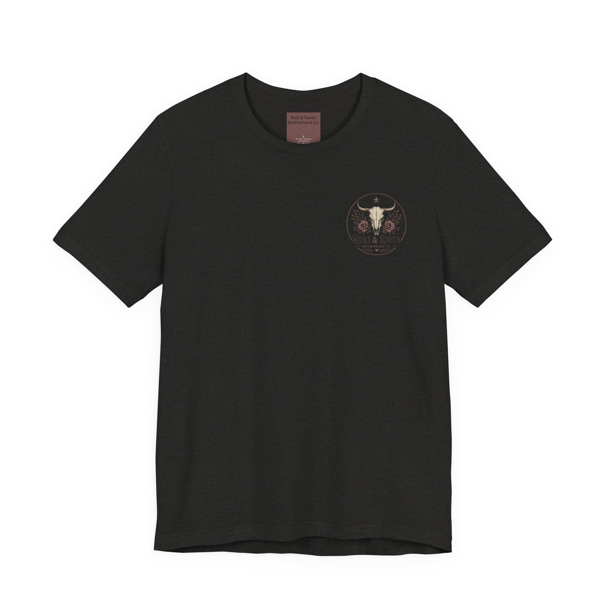 Rust & Raven Motherhood Tee — Western Skull & Roses Mom Shirt