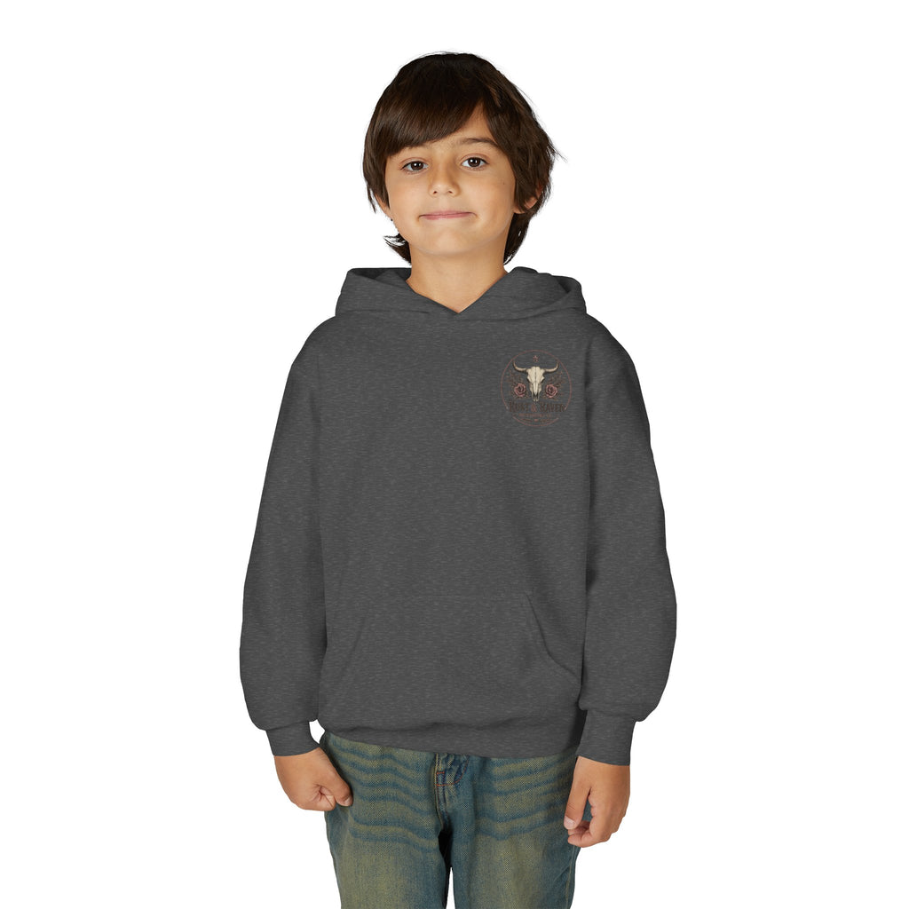 Little Rebel Youth Hoodie — Skull Cowboy Graphic Kids Sweatshirt