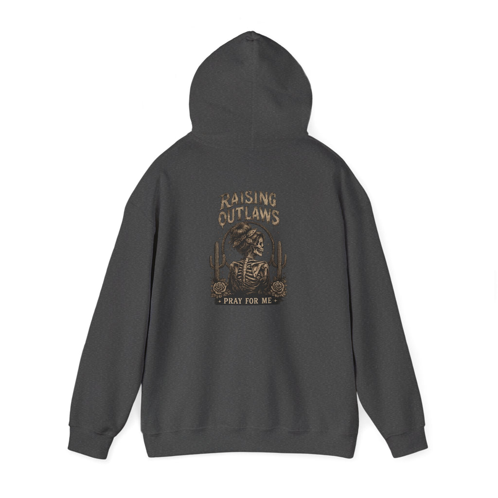 Outlaw Rodeo Hoodie — 'Pray For Me' Cowboy Skull Western Sweatshirt