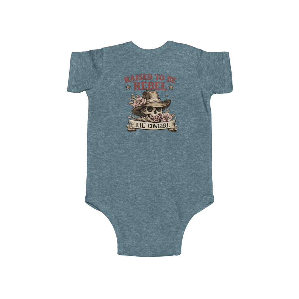 Raised to Be a Rebel Baby Bodysuit — "Lil' Cowgirl" Infant Onesie