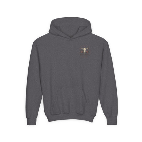 Little Rebel Youth Hoodie — Skull Cowboy Graphic Kids Sweatshirt