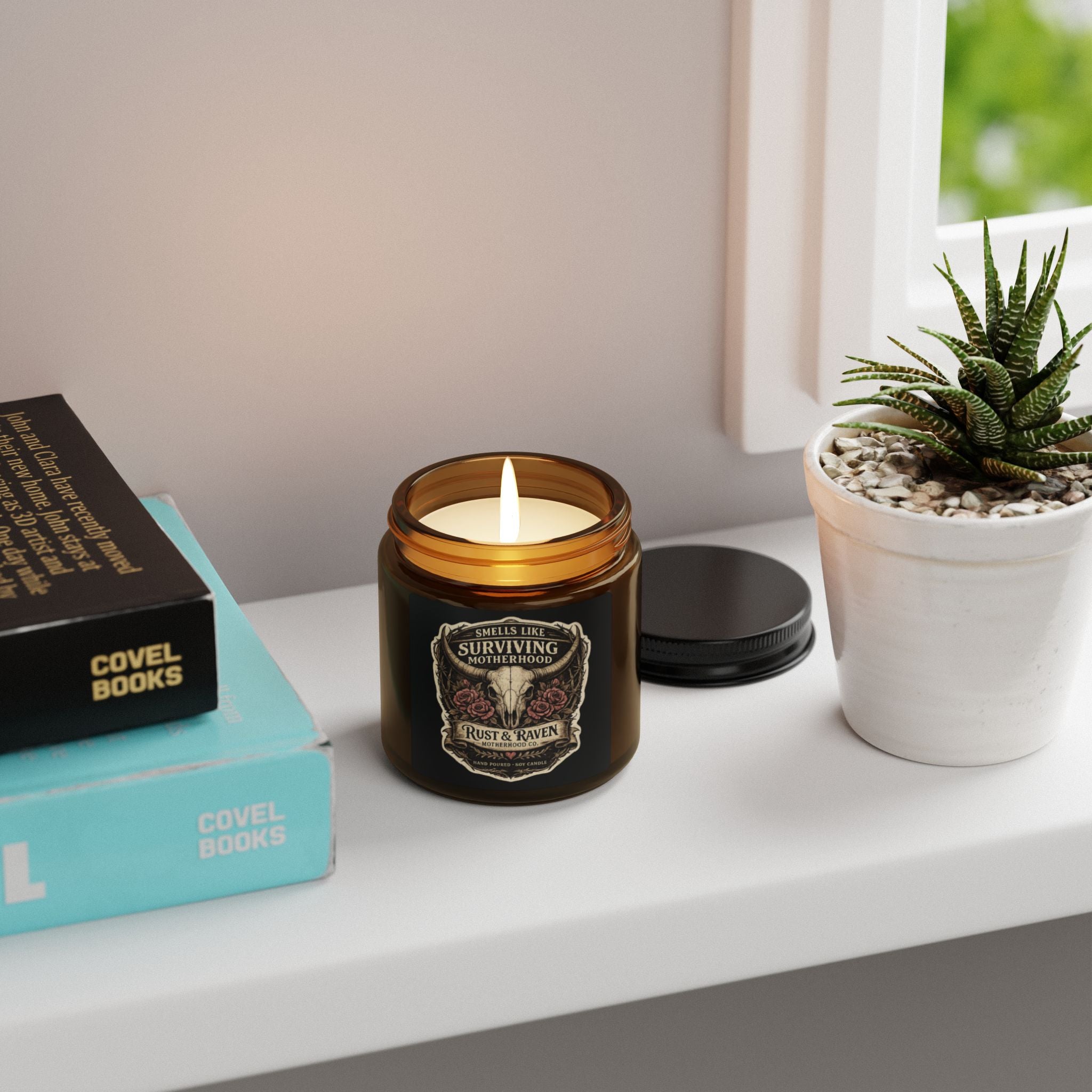 Surviving Motherhood Scented Soy Candle — Amber Jar Aromatherapy