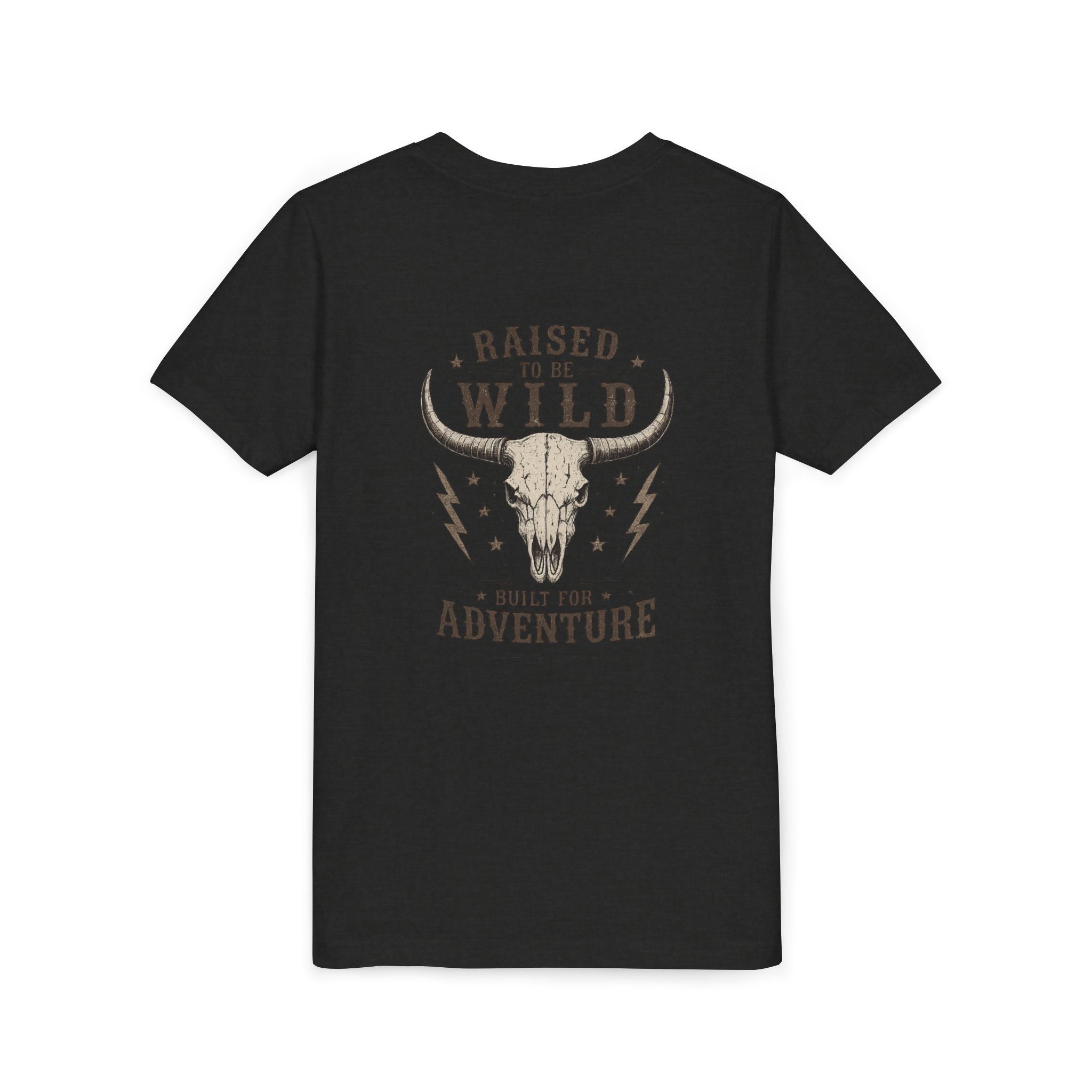 Youth Tee - "Raised to Be Wild" Skull & Horns Adventure Graphic