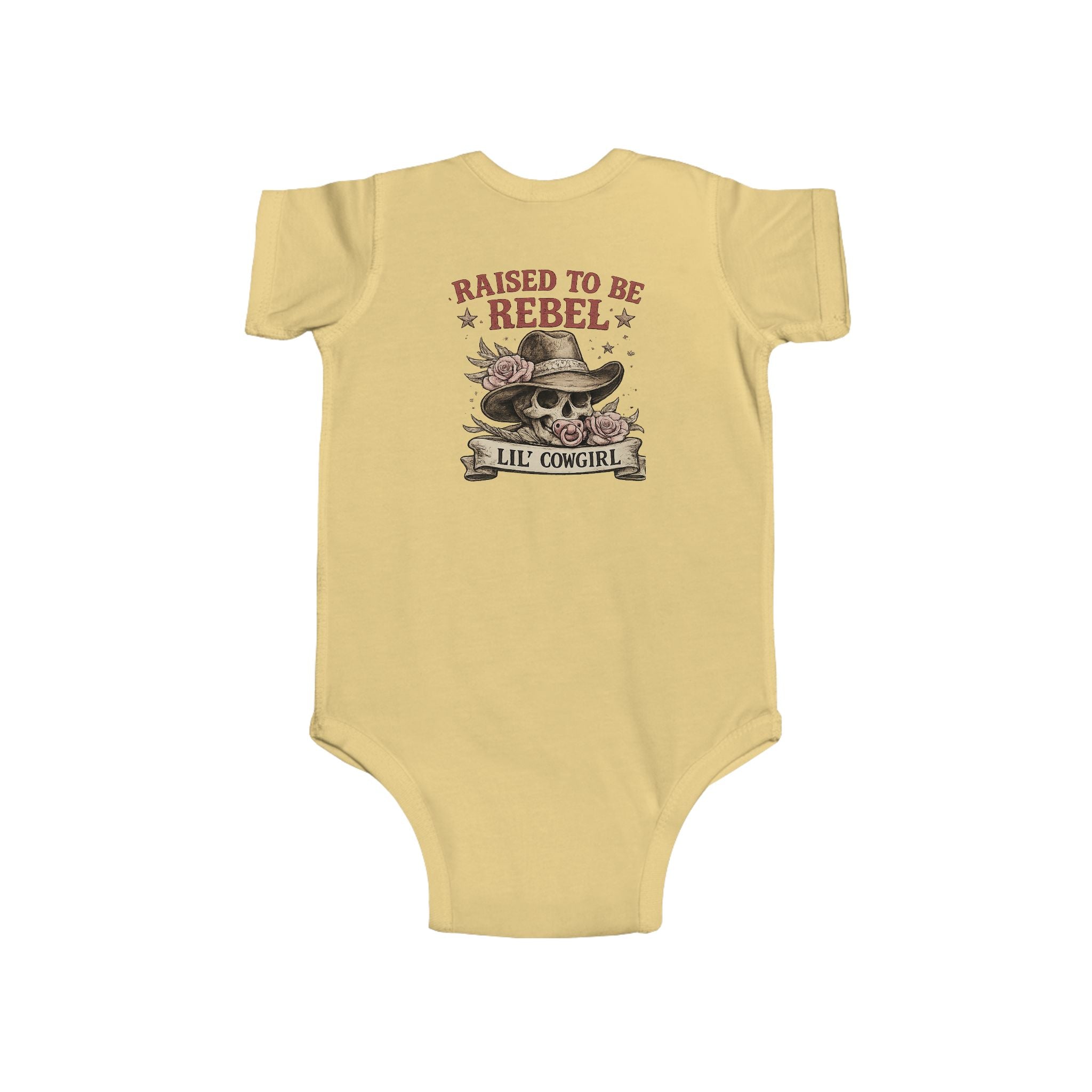 Raised to Be a Rebel Baby Bodysuit — "Lil' Cowgirl" Infant Onesie