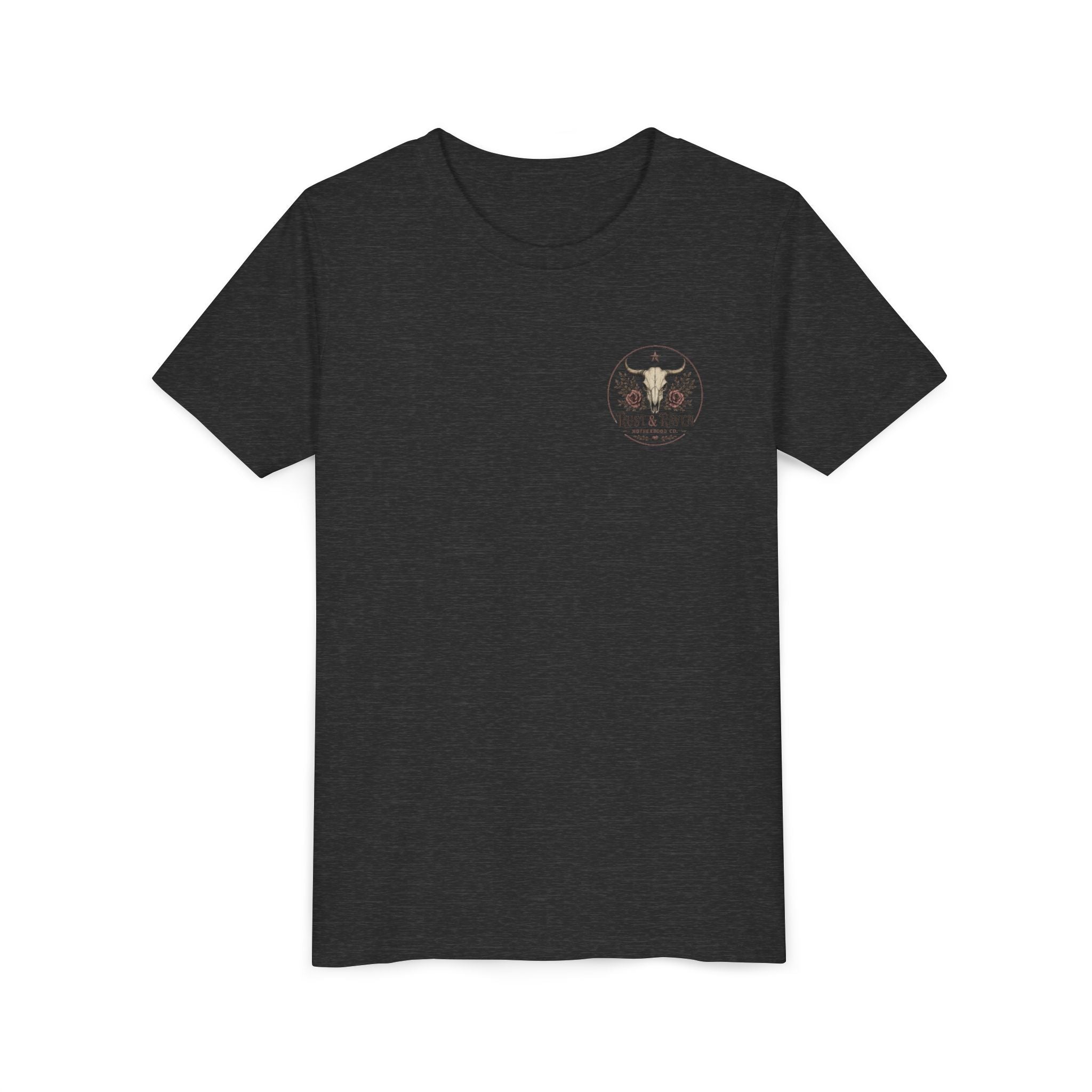 Youth Tee - "Raised to Be Wild" Skull & Horns Adventure Graphic