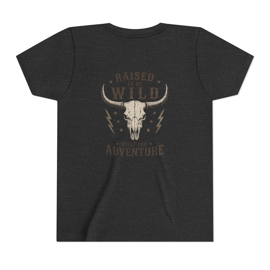 Youth Tee - "Raised to Be Wild" Skull & Horns Adventure Graphic