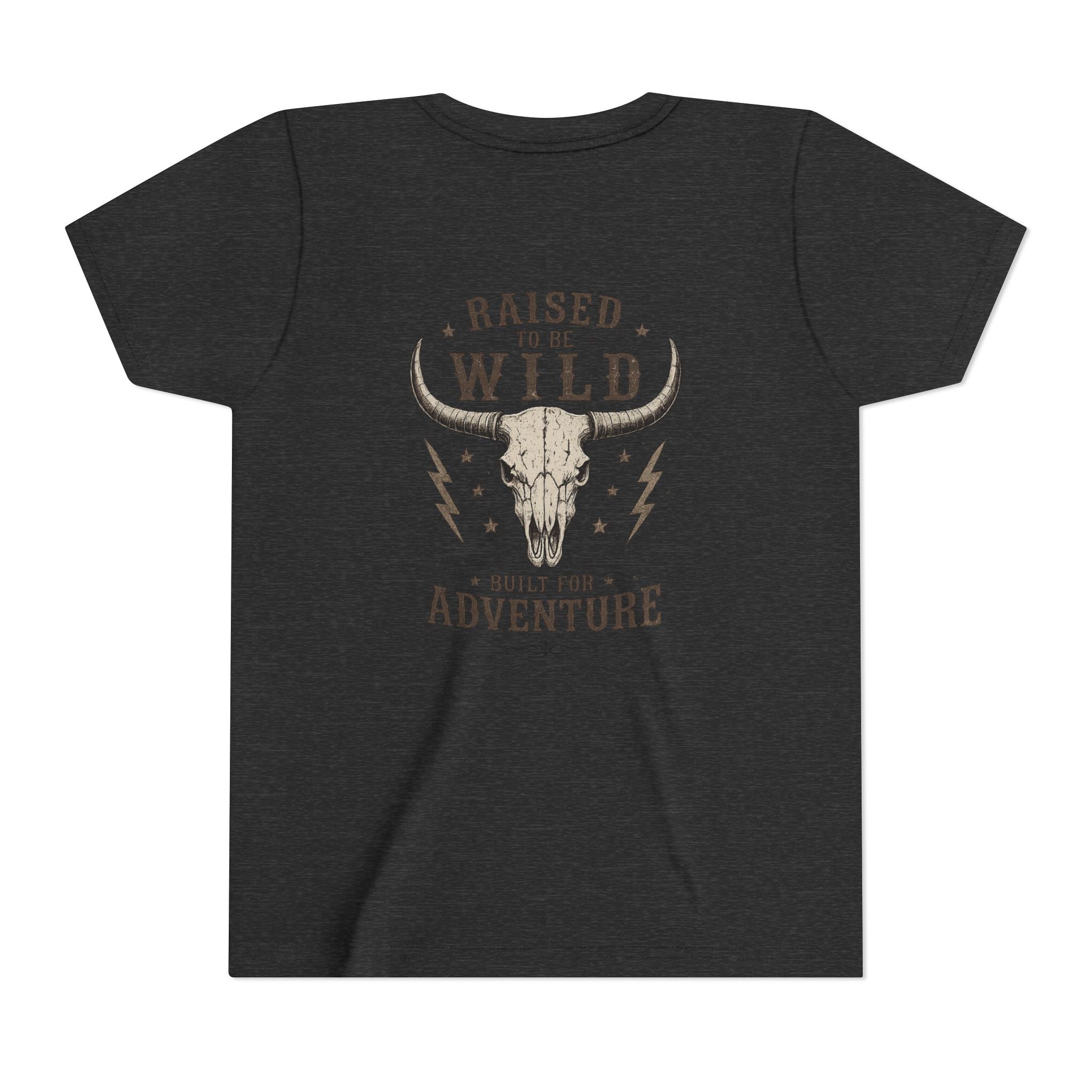 Youth Tee - "Raised to Be Wild" Skull & Horns Adventure Graphic