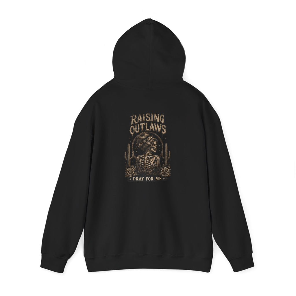 Outlaw Rodeo Hoodie — 'Pray For Me' Cowboy Skull Western Sweatshirt