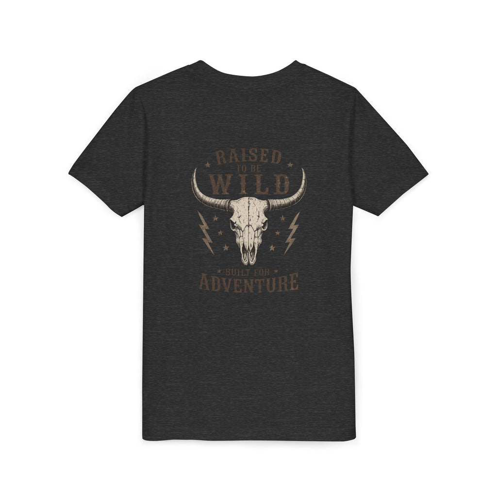 Youth Tee - "Raised to Be Wild" Skull & Horns Adventure Graphic