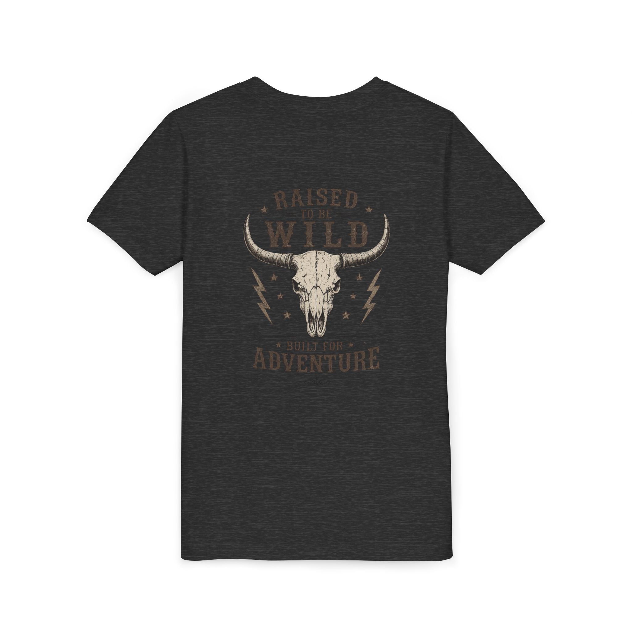 Youth Tee - "Raised to Be Wild" Skull & Horns Adventure Graphic