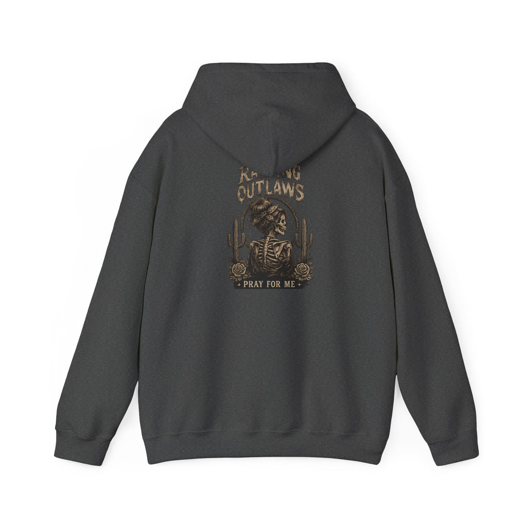 Outlaw Rodeo Hoodie — 'Pray For Me' Cowboy Skull Western Sweatshirt