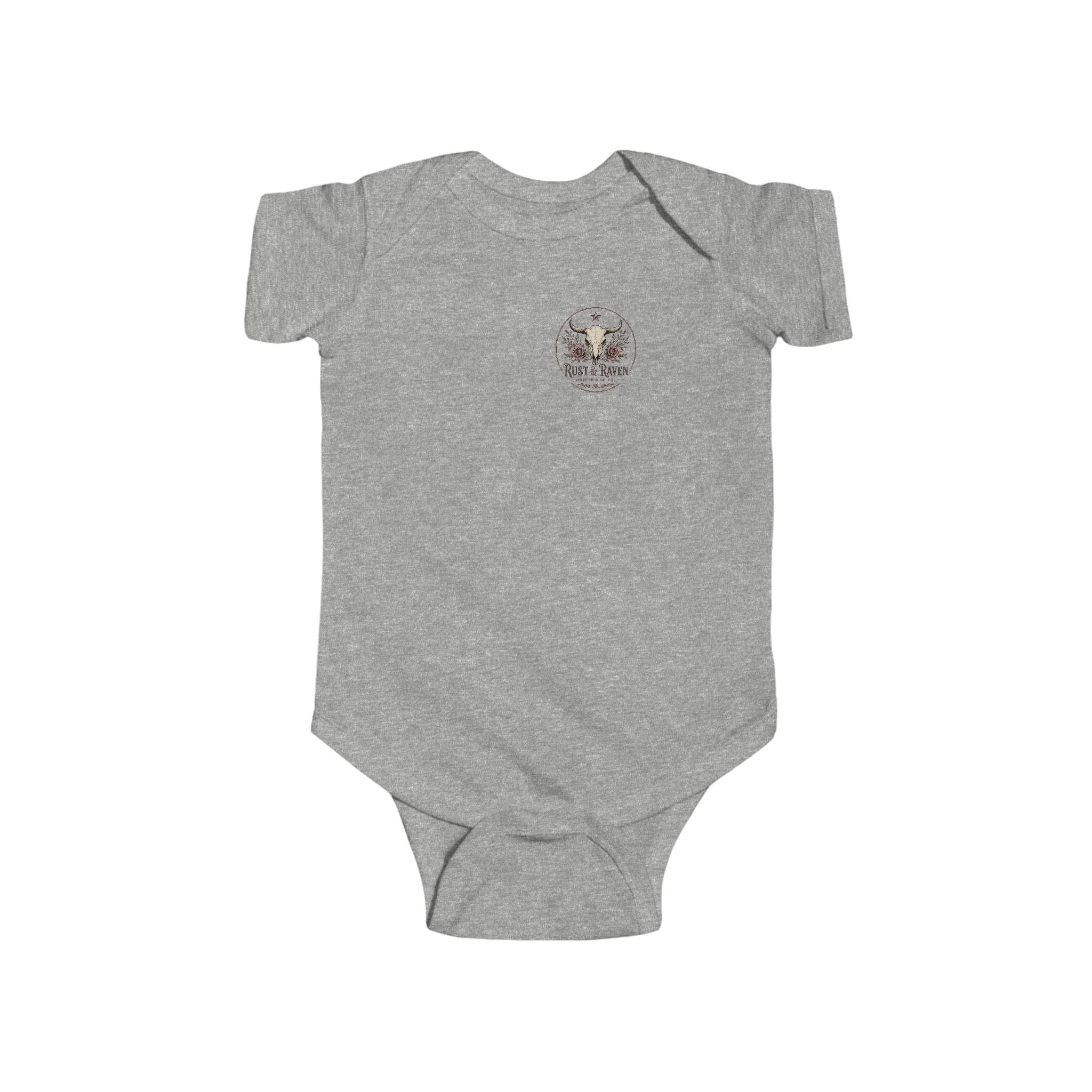 Infant Bodysuit — 'Lil' Outlaw' Skull & Wings Baby Onesie (Rust & Raven)