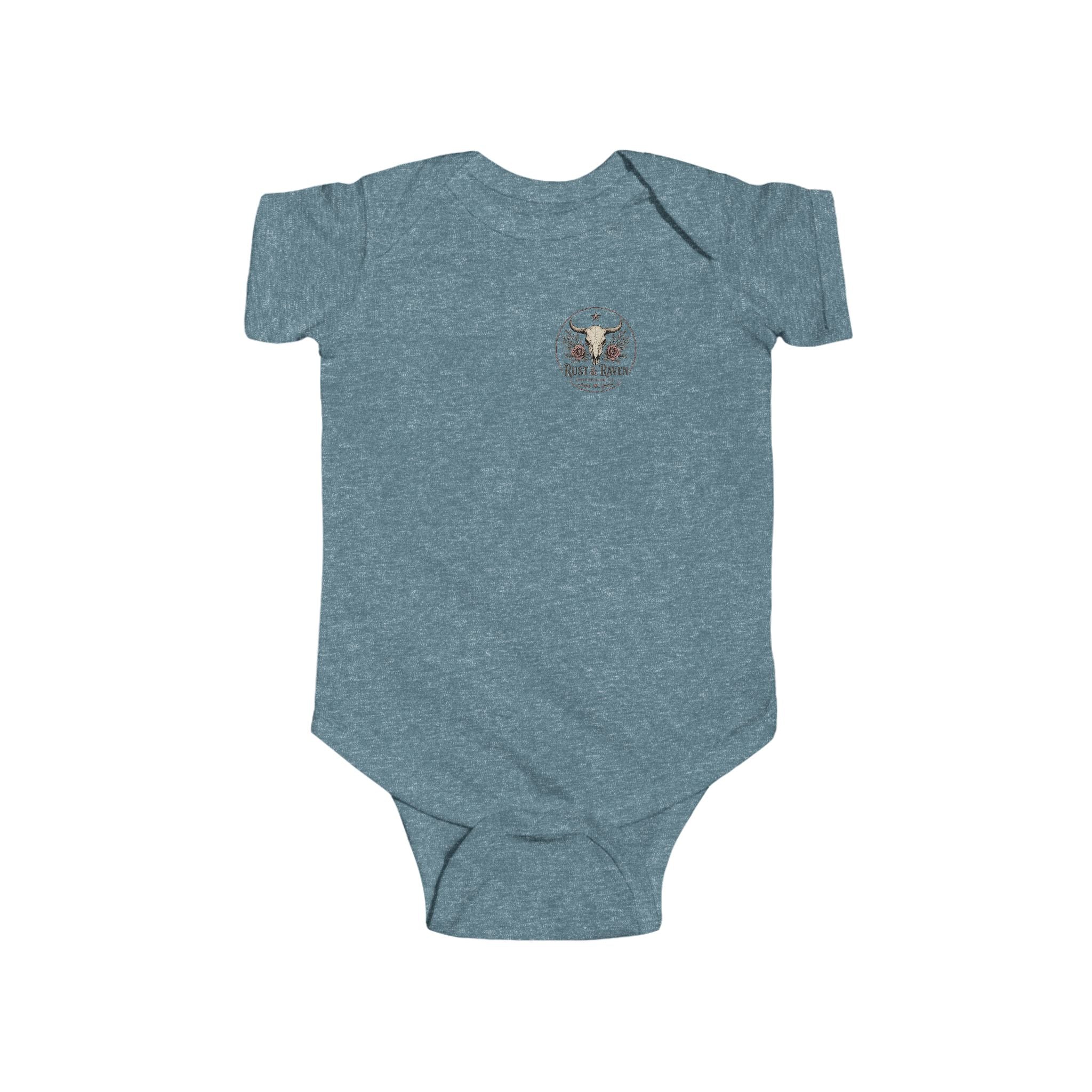Infant Bodysuit — 'Lil' Outlaw' Skull & Wings Baby Onesie (Rust & Raven)